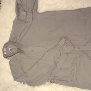 Mens  Solid Gray Long Sleeve Collared Shirt Pierre Cardin 16 1/2   32/33